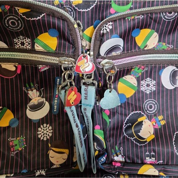 Y2K Harajuku Lovers black snowflake print kawaii duffel shoulder bag purse - Picture 4 of 11